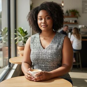 352 - CALVIN KLEIN- BLOUSE - TOP - SLEEVELESS - BLACK/WHITE/GREY - SIZE XL